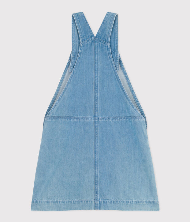 Robe salopette en denim l&eacute;ger enfant fille bleu