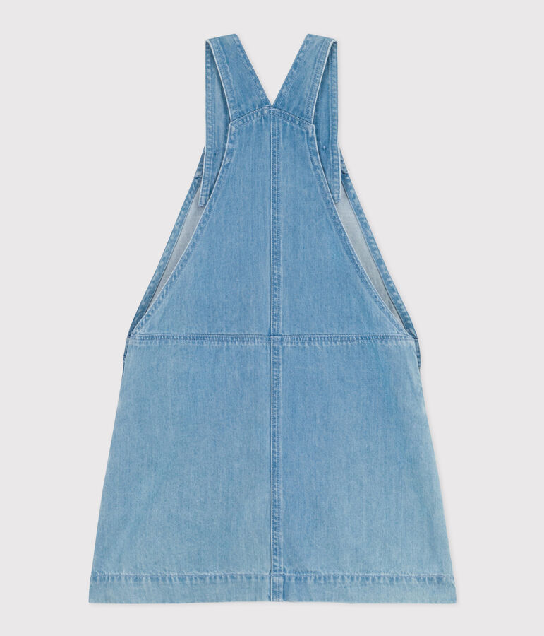 Robe salopette en denim l&eacute;ger enfant fille bleu DENIM CLAIR