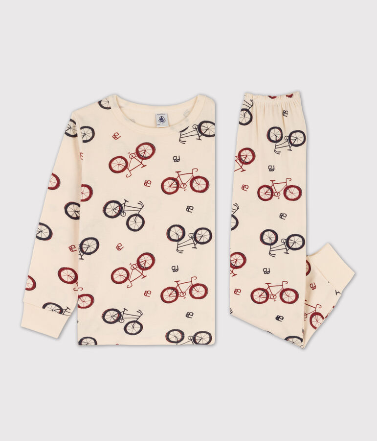 Pyjama v&eacute;lo en coton enfant blanc AVALANCHE/ MULTICO