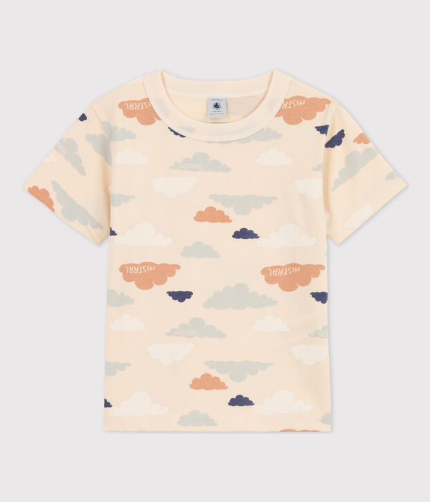 Tee-shirt imprim&eacute; manches courtes enfant gar&ccedil;on &eacute;cru/multicouleur