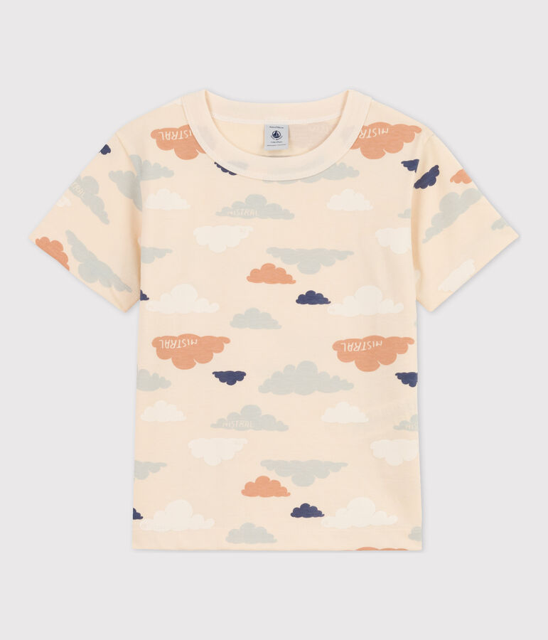 Tee-shirt imprim&eacute; manches courtes enfant gar&ccedil;on &eacute;cru/multicouleur