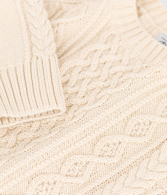 Pull irlandais en coton enfant fille / garçon écru AVALANCHE