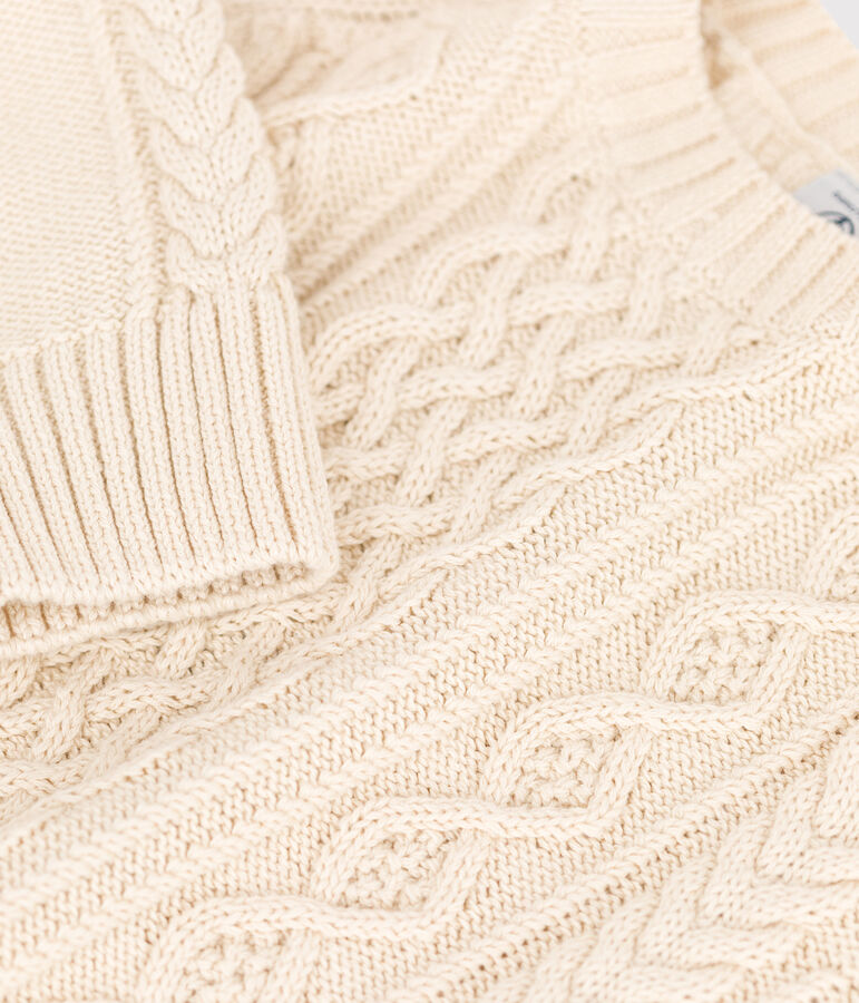 Pull irlandais en coton enfant fille / gar&ccedil;on &eacute;cru AVALANCHE