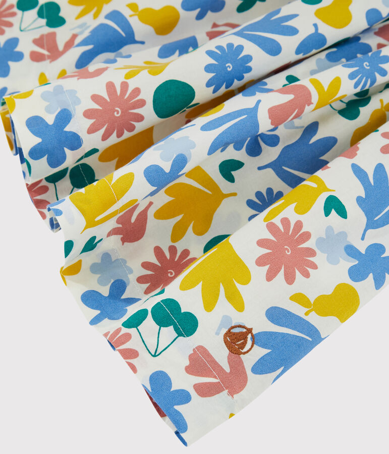 Robe manches courtes en popeline enfant fille blanc MARSHMALLOW/blanc MULTICO