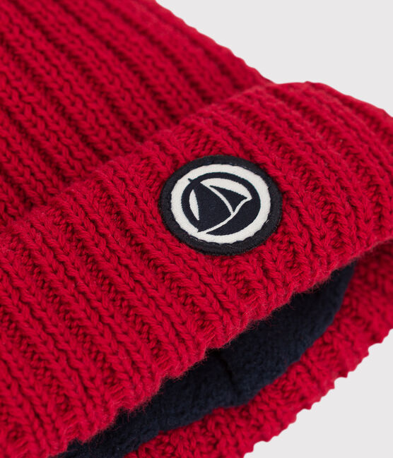Bonnet bébé en tricot doublé en polaire recyclée STOP