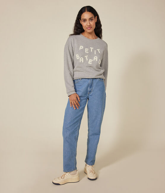 Sweatshirt en molleton femme gris CHATON CHINE