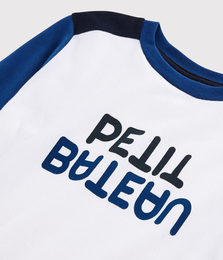 Tee-shirt en jersey enfant gar&ccedil;on blanc/bleu