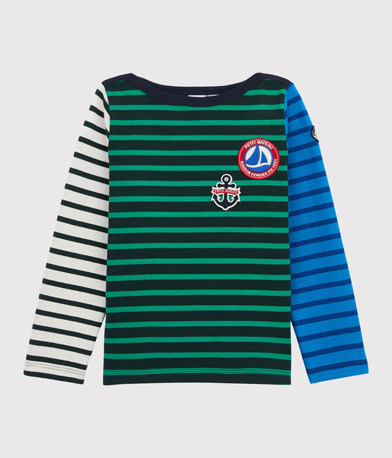 Marinière upcycling enfant garçon vert SHERWOOD/blanc MULTICO