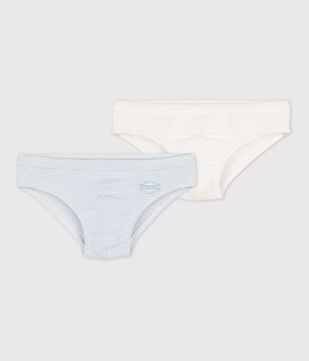 Lot de 2 slips milleraies petit gar&ccedil;on en coton multicouleur