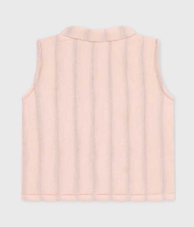 Veste sans manche en tubique matelass&eacute; b&eacute;b&eacute; rose
