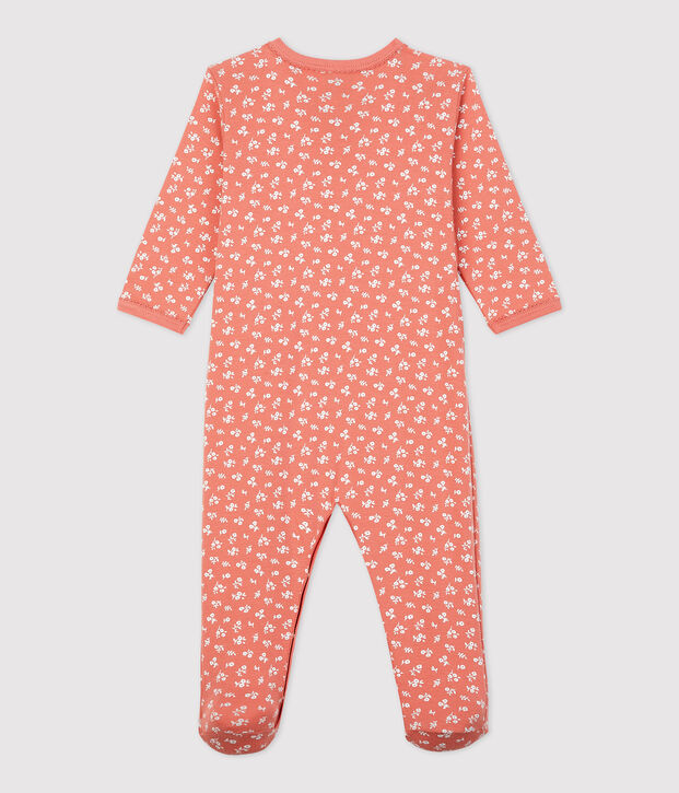 Dors bien b&eacute;b&eacute; fleuri en coton biologique rose/blanc