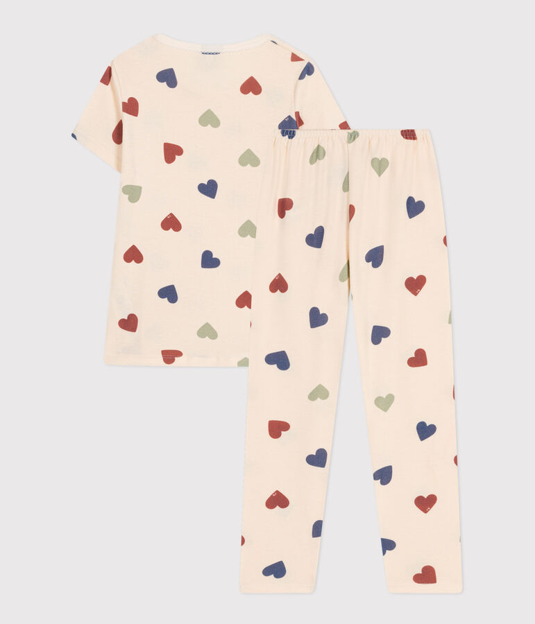 Pyjama en coton imprim&eacute; motif c&oelig;ur enfant blanc AVALANCHE/ MULTICO