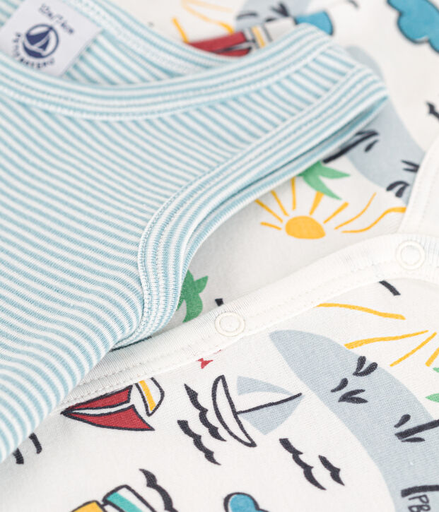 Lot de 2 combinaisons courtes explorateurs en coton b&eacute;b&eacute; multicouleur