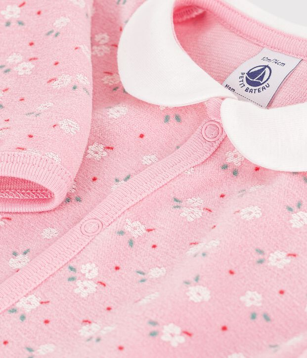Pyjama b&eacute;b&eacute; en velours avec col, imprim&eacute; &agrave; fleurs rose/multicouleur
