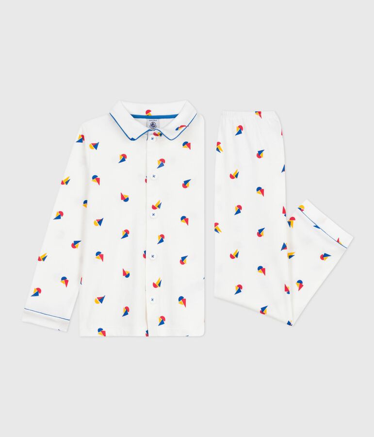 Pyjama boutonn&eacute; enfant en coton imprim&eacute; MARSHMALLOW/ OLYMPIC/ MULTICO