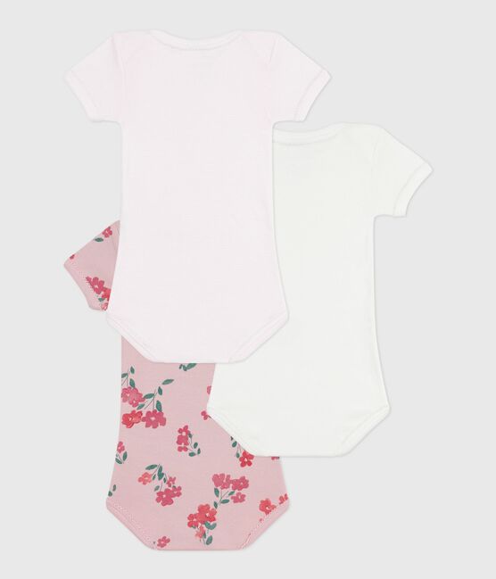 Lot de bodies manches courtes en coton fleuri bébé variante 1