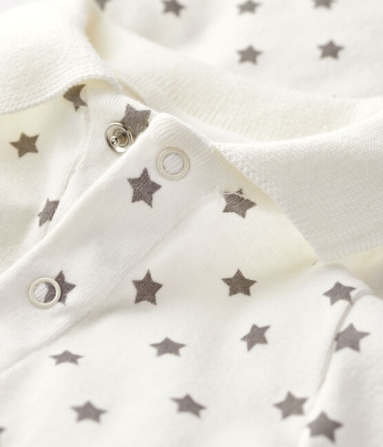 Body col polo imprimé bébé garçon blanc MARSHMALLOW/gris GRIS