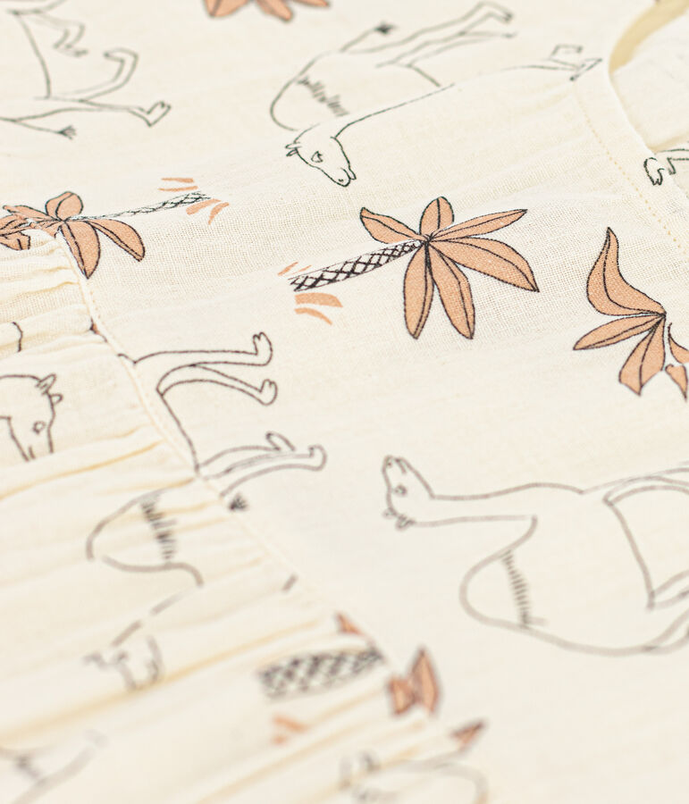 Robe manches courtes en gaze de coton enfant fille blanc AVALANCHE/ MULTICO