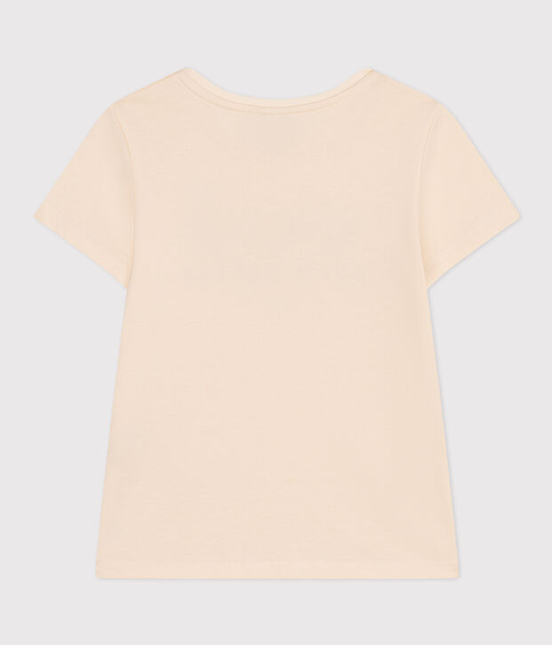 Tee-shirt en jersey l&eacute;ger enfant fille &eacute;cru/bleu