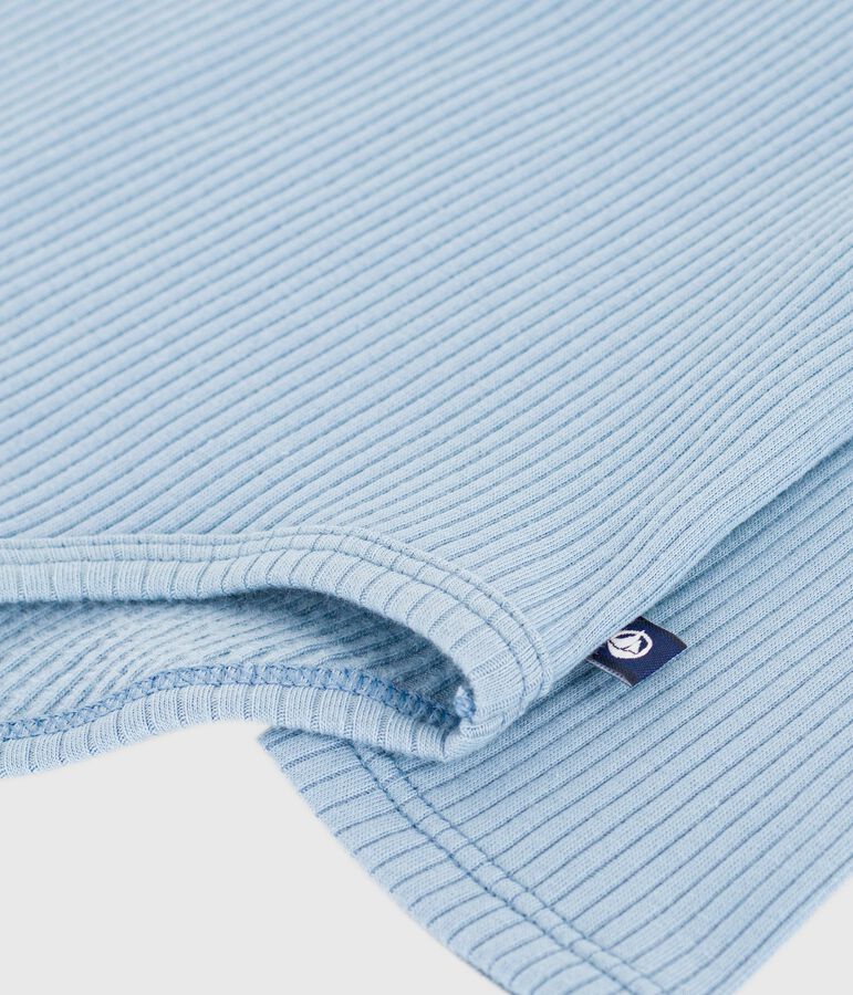 Body b&eacute;b&eacute; col roul&eacute; en coton uni bleu ADRIATIC