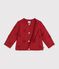 Cardigan b&eacute;b&eacute; en coton &agrave; motifs c&oelig;urs rouge