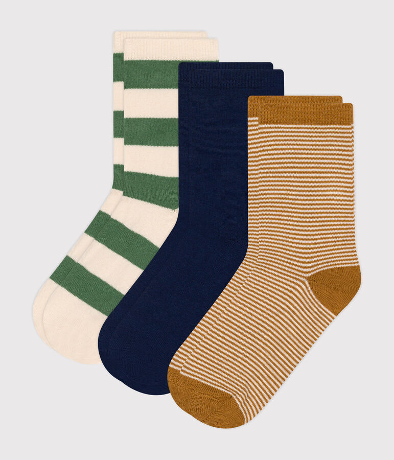 3 paires de chaussettes en coton rayures enfant multicouleur