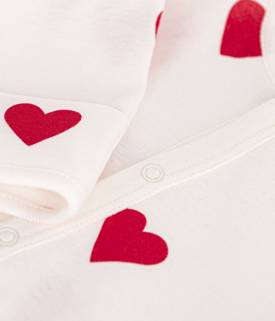 Combisac cœur en coton bébé blanc MARSHMALLOW/rouge TERKUIT