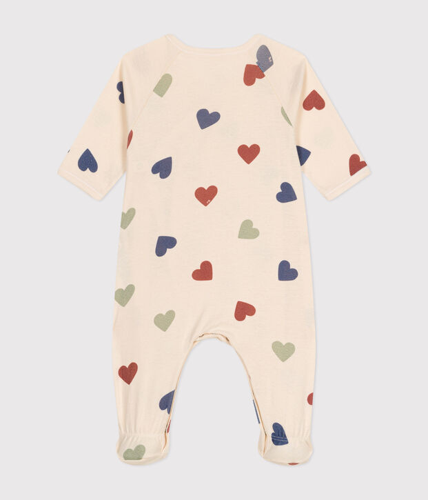 Pyjama b&eacute;b&eacute; c&oelig;urs en coton &eacute;cru/multicouleur