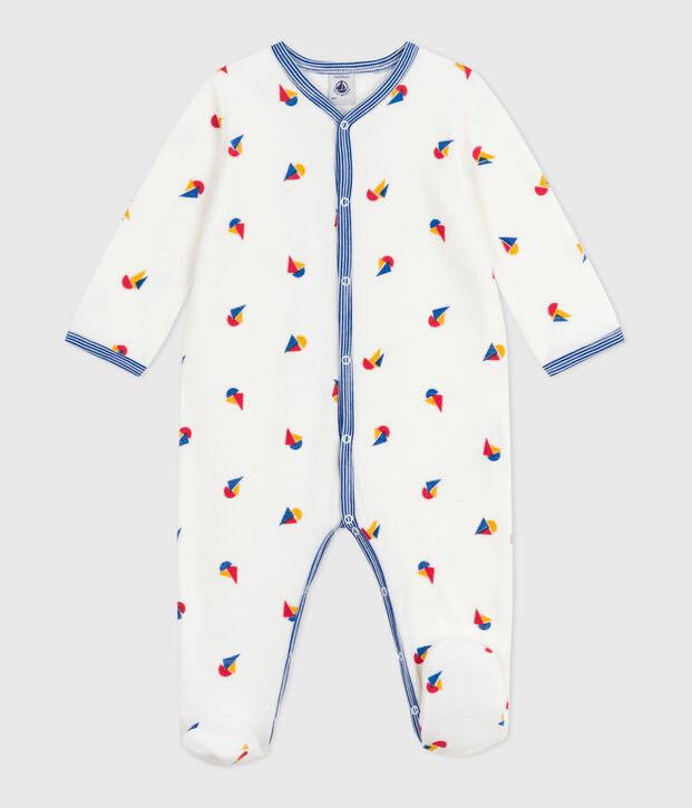 Pyjama b&eacute;b&eacute; en velours imprim&eacute; blanc/multicouleur