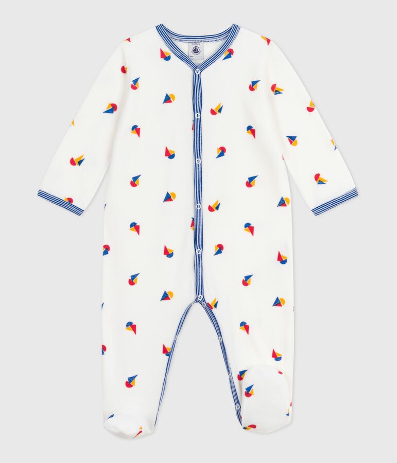 Pyjama b&eacute;b&eacute; en velours imprim&eacute; blanc MARSHMALLOW/blanc MULTICO