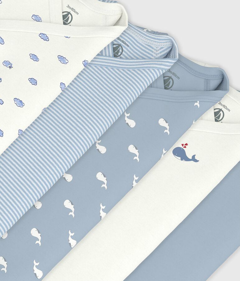 Lot de bodies crois&eacute;s manches longues en coton imprim&eacute; b&eacute;b&eacute; variante 1