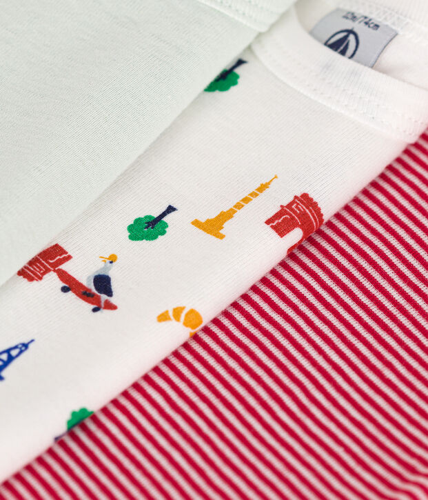 Lot de 3 bodies manches courtes Paris en coton b&eacute;b&eacute; multicouleur