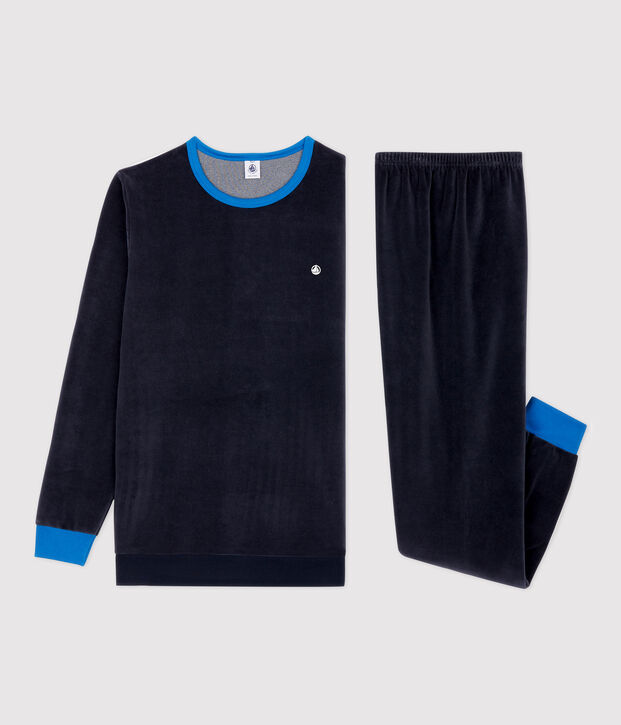Pyjama bleu marine gar&ccedil;on en velours bleu marine