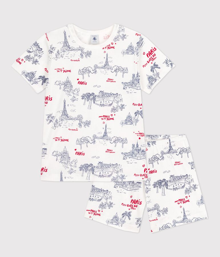 Pyjacourt en coton enfant blanc MARSHMALLOW/blanc MULTICO