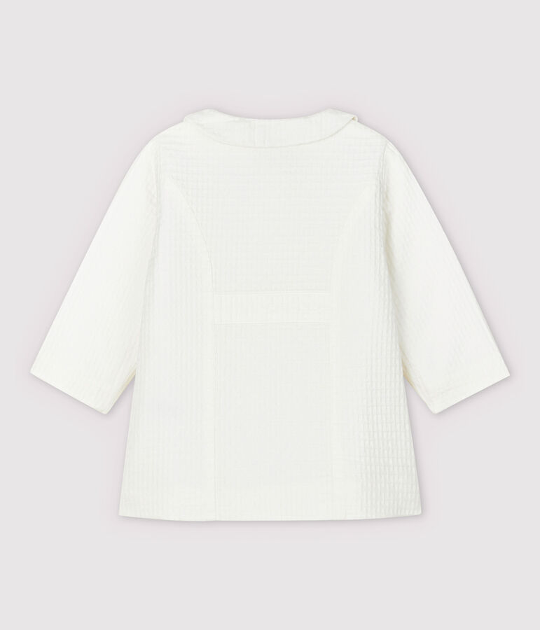 Veste c&eacute;r&eacute;monie en cha&icirc;ne et trame b&eacute;b&eacute; fille blanc MARSHMALLOW