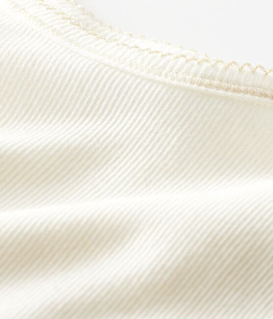 Chemise à bretelles petite fille en coton laine soie blanc MARSHMALLOW