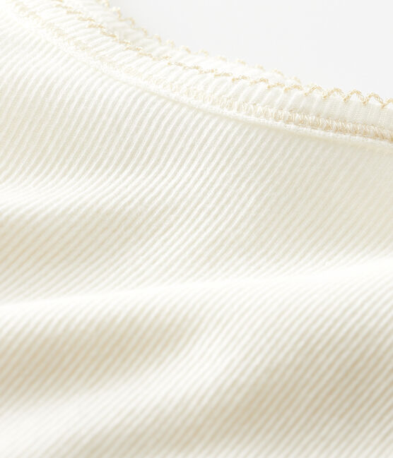 Chemise à bretelles petite fille en coton laine soie blanc MARSHMALLOW