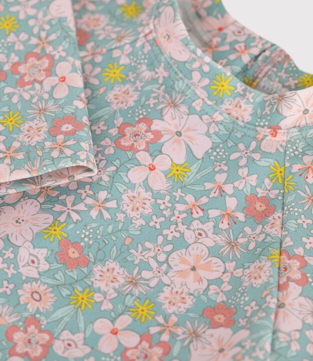 Tee-shirt anti UV b&eacute;b&eacute;, imprim&eacute; fleurs bleu/multicouleur