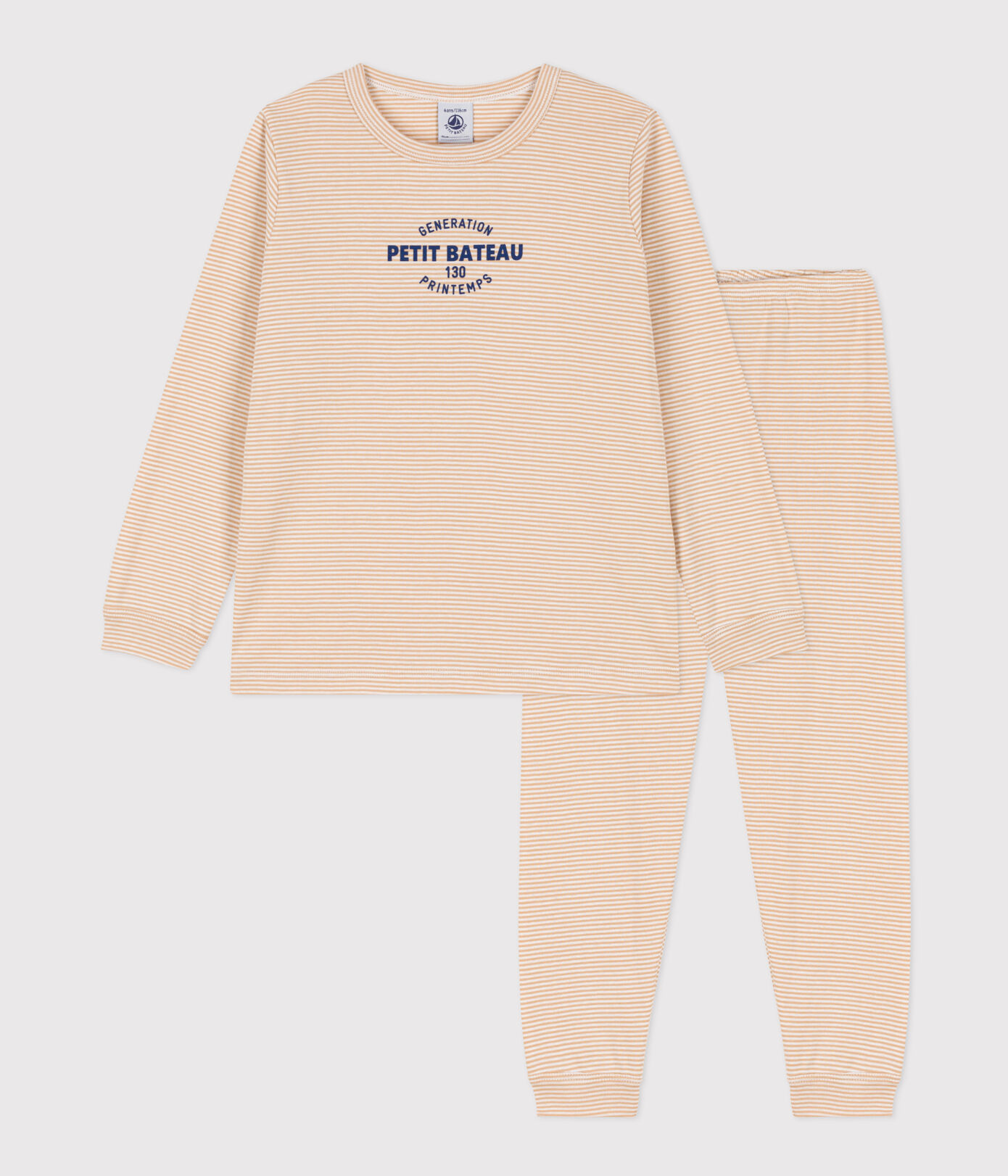 Pyjama rayé en coton enfant TOURONE/MARSHMALLOW | Petit Bateau