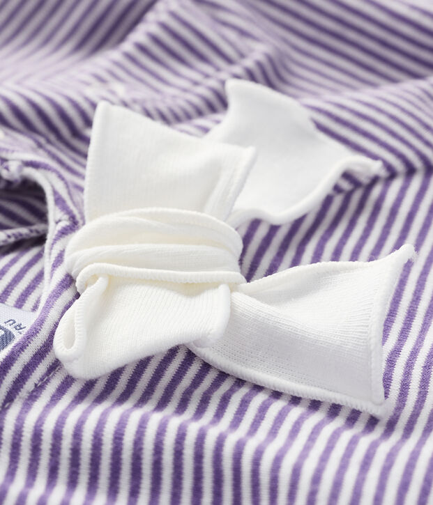 Tee shirt manches courtes b&eacute;b&eacute; fille violet/blanc