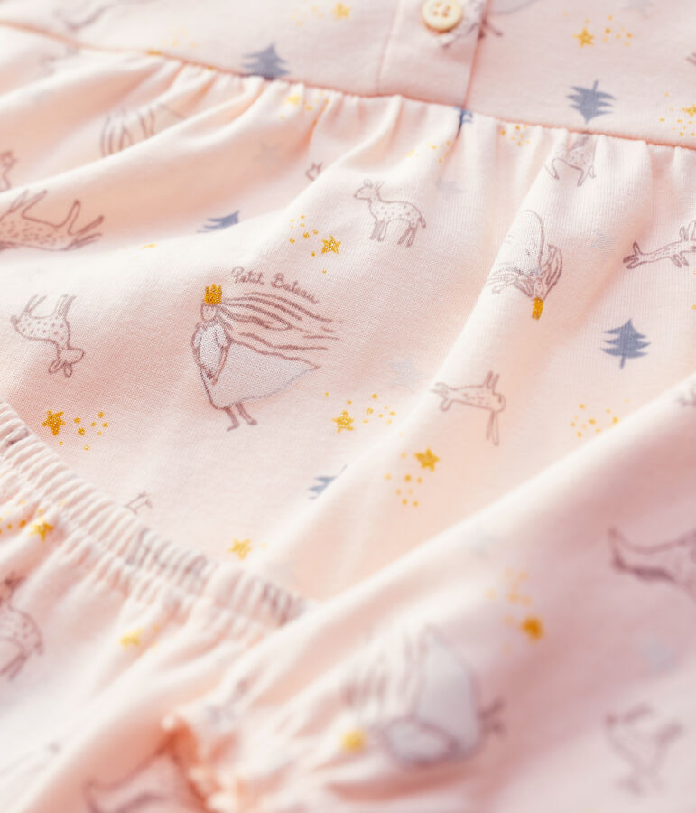 Pyjama petite fille imprim&eacute; princesse en coton rose FLEUR/blanc MULTICO