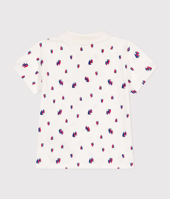 Polo manches courtes en jersey fin bébé blanc MARSHMALLOW/blanc MULTICO