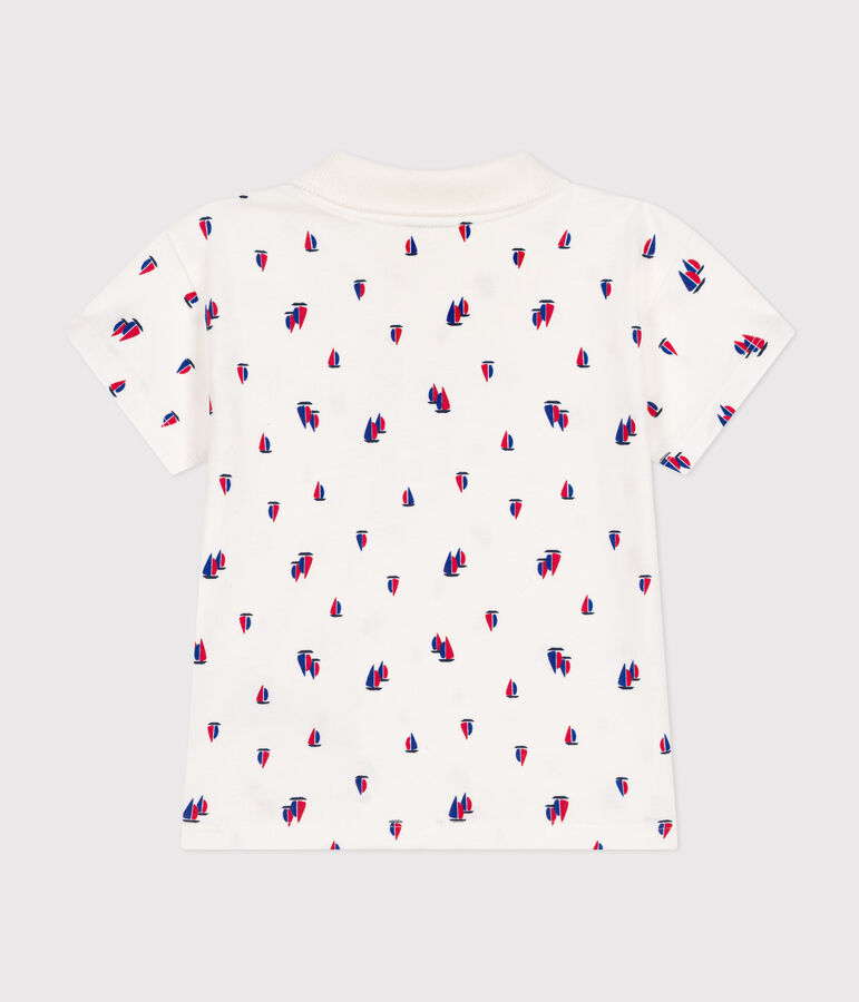 Polo manches courtes en jersey fin b&eacute;b&eacute; blanc/multicouleur