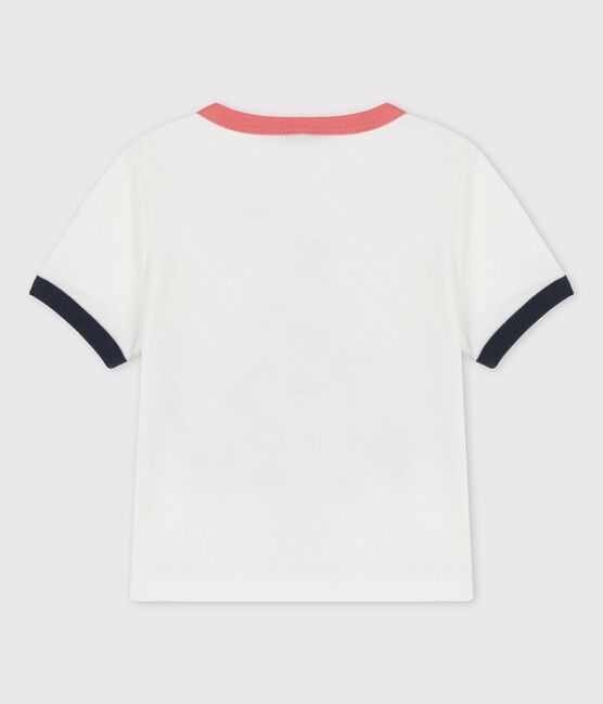 Tee-shirt manches courtes avec motif en coton bio bébé blanc MARSHMALLOW