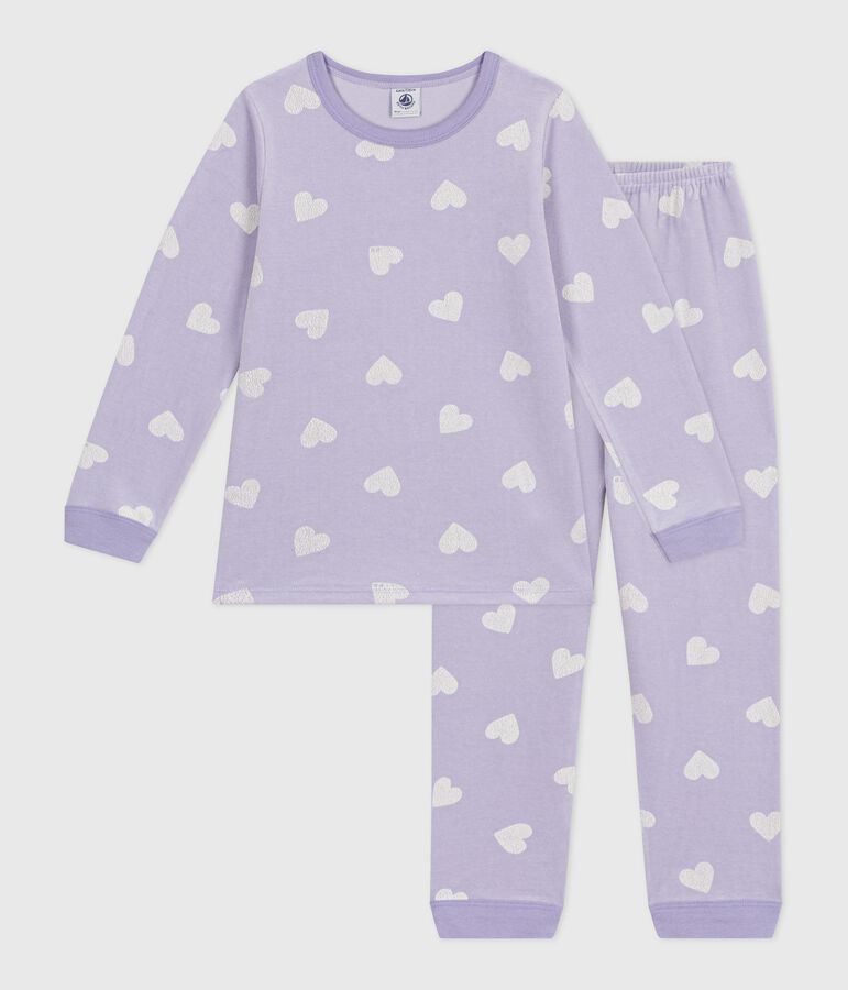 Pyjama enfant en velours imprim&eacute; c&oelig;urs blanc SQUAW/ MARSHMALLOW