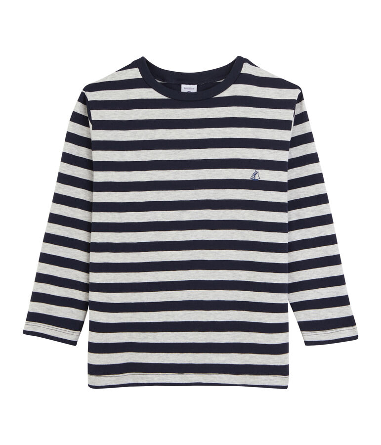 Tee shirt manches longues enfant gar&ccedil;on bleu/gris