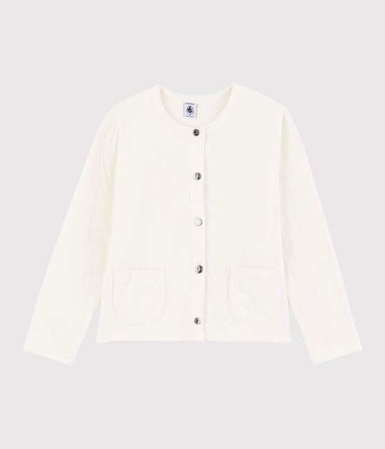 Cardigan en tubique enfant fille blanc MARSHMALLOW