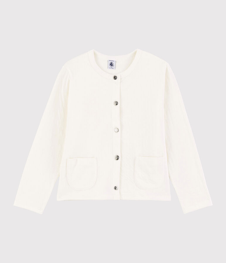 Cardigan en tubique enfant fille blanc MARSHMALLOW