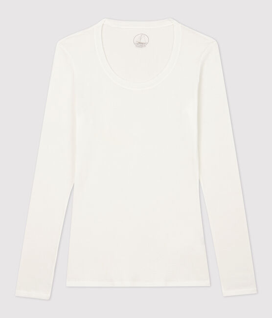 T-shirt côte légère Femme blanc MARSHMALLOW