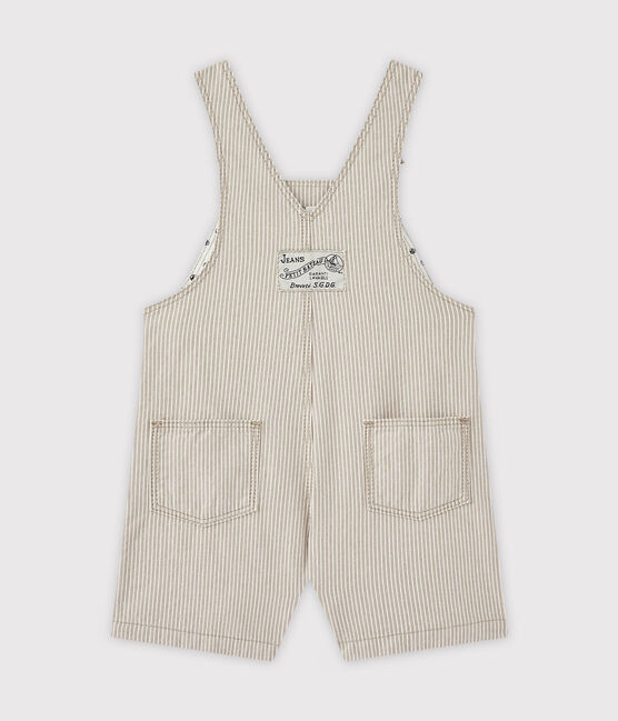 Salopette short bébé garçon gris MINERAI/blanc LAIT